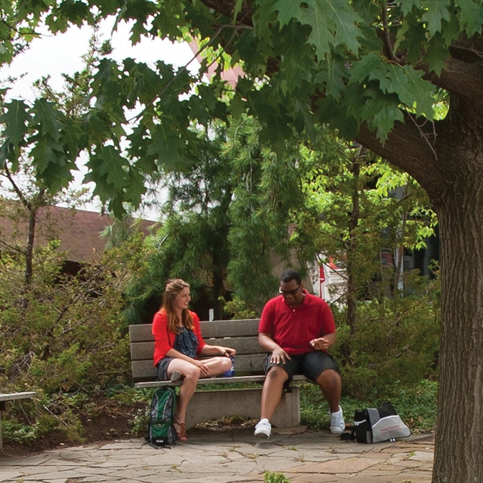 students walking on campus